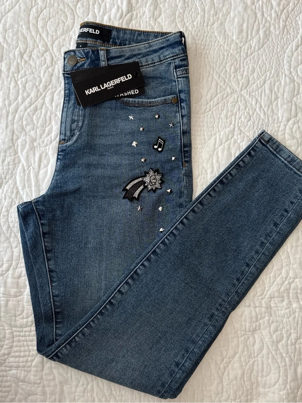 Karl Lagerfeld Jeans Skinny with Red Star Patch - Picture 2 of 13